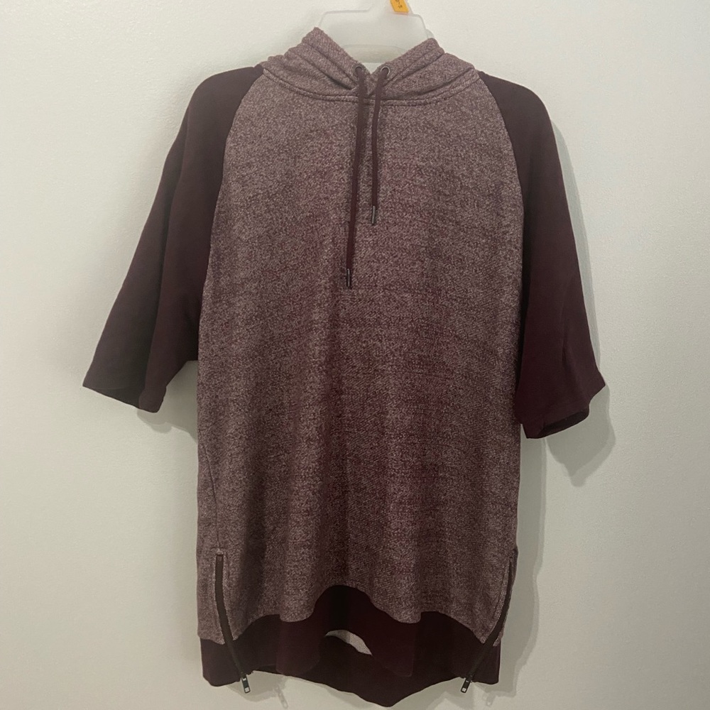 Brooklyn Calling NYC MAROON Short Sleeve Hoodie Sweatshirt-L